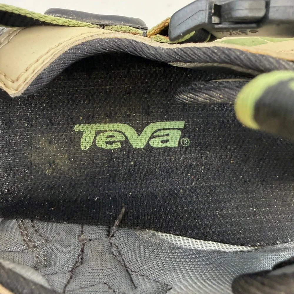Teva Gamma 6473 Hiking Sandals Mens 8 Tan Black Green Stealth Rubber Sole